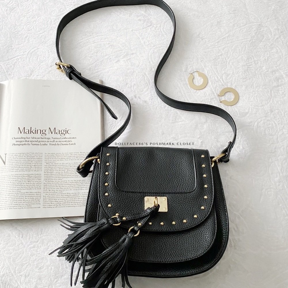 Black With Gold Hardware Tassel Crossbody